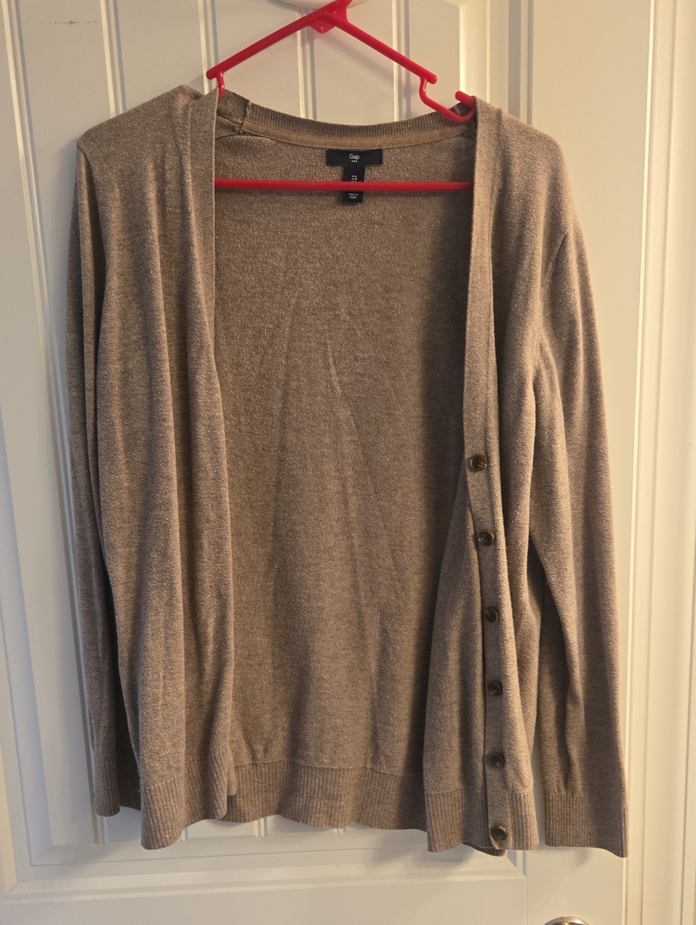 GAP Women's Taupe Button-Up Open Cardigan